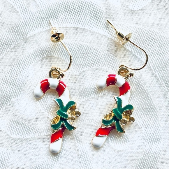 NWT Lot of 2 Festive Drop Earrings – Candy Cane & Christmas Tree Holiday Set - Picture 11 of 14